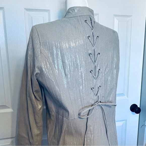 BRADLEY Bayou Tan Leather Jacket Lace Design Back - Picture 8 of 8